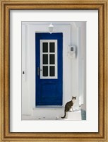 Village Door with Cat, Kokkari, Samos, Aegean Islands, Greece Fine Art Print