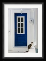 Village Door with Cat, Kokkari, Samos, Aegean Islands, Greece Fine Art Print