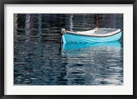 Greece, Cyclades, Mykonos, Hora Blue Fishing Boat with Reflection Fine Art Print