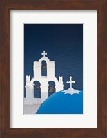 Greece, Santorini, Firostefani, Bell Tower, Domes Fine Art Print