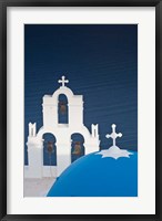 Greece, Santorini, Firostefani, Bell Tower, Domes Fine Art Print