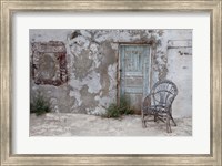 Old Building chair and doorway in town of Oia, Santorini, Greece Fine Art Print