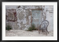 Old Building chair and doorway in town of Oia, Santorini, Greece Fine Art Print