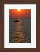 Greece, Crete, Aegean sunset, Fishing Boat Fine Art Print