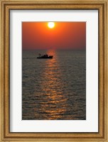 Greece, Crete, Aegean sunset, Fishing Boat Fine Art Print