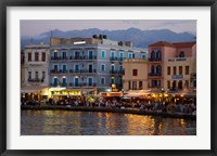 Evening Light along the Old Harbor, Chania, Crete, Greece Fine Art Print