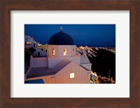 Evening Light on Church, Imerovigli, Santorini, Greece Fine Art Print