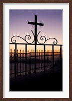 Greece, Santorini, Fira, iron cross, Christianity Fine Art Print