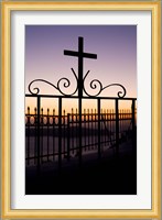 Greece, Santorini, Fira, iron cross, Christianity Fine Art Print