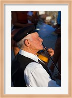 Older Gentleman Playing The Violin, Imerovigli, Santorini, Greece Fine Art Print