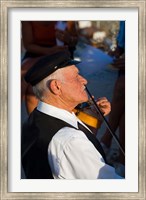 Older Gentleman Playing The Violin, Imerovigli, Santorini, Greece Fine Art Print