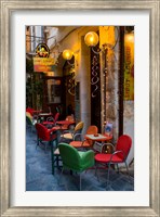 Outdoor Cafe Seating, Chania, Crete, Greece Fine Art Print
