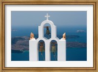Greece, Santorini White Church Bell Tower Fine Art Print