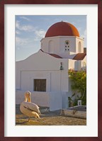 White Pelican Preening, Hora, Mykonos, Greece Fine Art Print