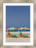 Greece, Crete, Hania, Elafonisi Beach Umbrellas Fine Art Print