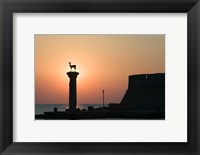 Greece, Dodecanese, Stag Columns, Mandraki Harbor Fine Art Print