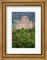 Byzantine church near Fodele, Grove of orange trees and Church of the Panayia, Crete, Greece Fine Art Print