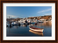 Boats in harbor, Chora, Mykonos, Greece Fine Art Print