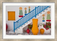 Flowers and colorful pots, Chora, Mykonos, Greece Fine Art Print