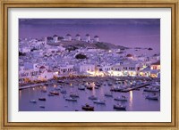 Overview of Mykonos Town harbor, Mykonos, Cyclades Islands, Greece Fine Art Print
