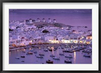 Overview of Mykonos Town harbor, Mykonos, Cyclades Islands, Greece Fine Art Print