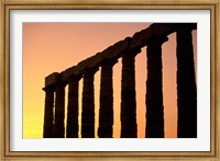 Temple of Poseidon Columns at Sunset, Cape Sounion, Attica, Greece Fine Art Print