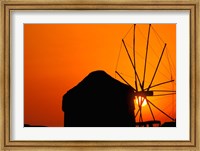 Sunrise with Mykonos Windmills, Mykonos, Cyclades Islands, Greece Fine Art Print
