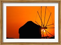 Sunrise with Mykonos Windmills, Mykonos, Cyclades Islands, Greece Fine Art Print