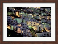 Hilltop Buildings at Night, Mykonos, Cyclades Islands, Greece Fine Art Print