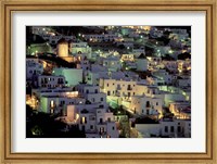 Hilltop Buildings at Night, Mykonos, Cyclades Islands, Greece Fine Art Print