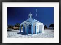 Agios Nicoolaos Church and Checkered Pavement, Cyclades Islands, Greece Fine Art Print