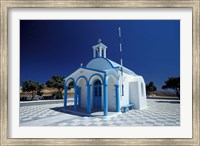 Agios Nicoolaos Church and Checkered Pavement, Cyclades Islands, Greece Fine Art Print