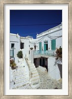 Stairs, Houses and Decorations of Chora, Cyclades Islands, Greece Fine Art Print