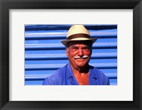 Close Up of Native Man with Blue Wall, Athens, Greece Fine Art Print