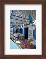 Breakfast Bar with Bird Cages, Thira, Cyclades Islands, Greece Fine Art Print