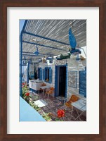 Breakfast Bar with Bird Cages, Thira, Cyclades Islands, Greece Fine Art Print
