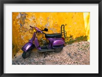 Vespa and Yellow Wall in Old Town, Rhodes, Greece Fine Art Print