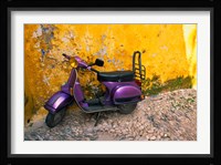 Vespa and Yellow Wall in Old Town, Rhodes, Greece Fine Art Print