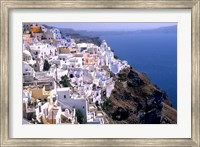 Mountains with Cliffside White Buildings in Santorini, Greece Fine Art Print