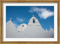 Greece, Cyclades, Mykonos, Hora Church rooftop with Bell Tower Fine Art Print