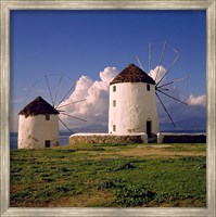 Greece, Mykonos White-washed Windmills Fine Art Print