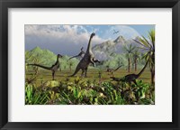 Velociraptor Dinosaurs Attack a Camarasaurus Fine Art Print