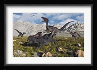A Pack of Velociraptors Framed Print