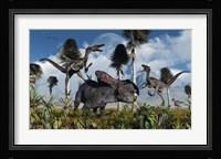 Velociraptors Attack a Lone Protoceratops Framed Print