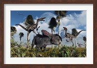 Velociraptors Attack a Lone Protoceratops Fine Art Print