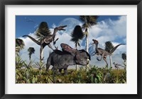 Velociraptors Attack a Lone Protoceratops Framed Print