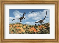Velociraptors involved in a Territorial Dispute Fine Art Print