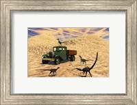 Velociraptors React Curiously to a 1930's American Pickup Truck Fine Art Print