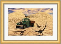 Velociraptors React Curiously to a 1930's American Pickup Truck Fine Art Print