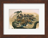 A Herd of Triceratops Defend their Territory Fine Art Print